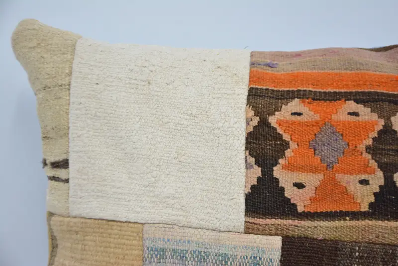 Ethnische Kissenbedeckung Kissenbezüge, Kilimkissenbedeckung, Kissen, Vintage -Kissen, türkisches Kissen, türkische Eckkissen, 20x28 weiße Kissenbedeckung - 2