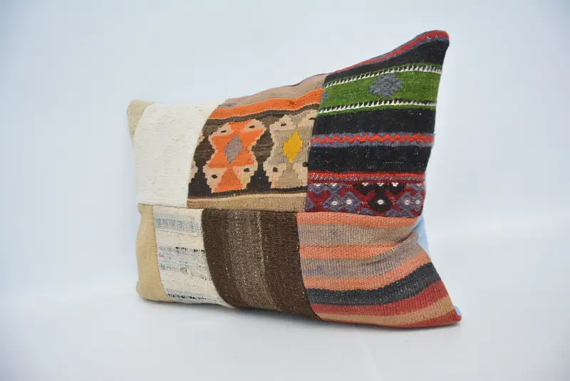 Ethnische Kissenbedeckung Kissenbezüge, Kilimkissenbedeckung, Kissen, Vintage -Kissen, türkisches Kissen, türkische Eckkissen, 20x28 weiße Kissenbedeckung - 4