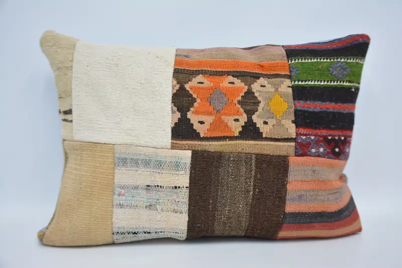 Ethnische Kissenbedeckung Kissenbezüge, Kilimkissenbedeckung, Kissen, Vintage -Kissen, türkisches Kissen, türkische Eckkissen, 20x28 weiße Kissenbedeckung - 1