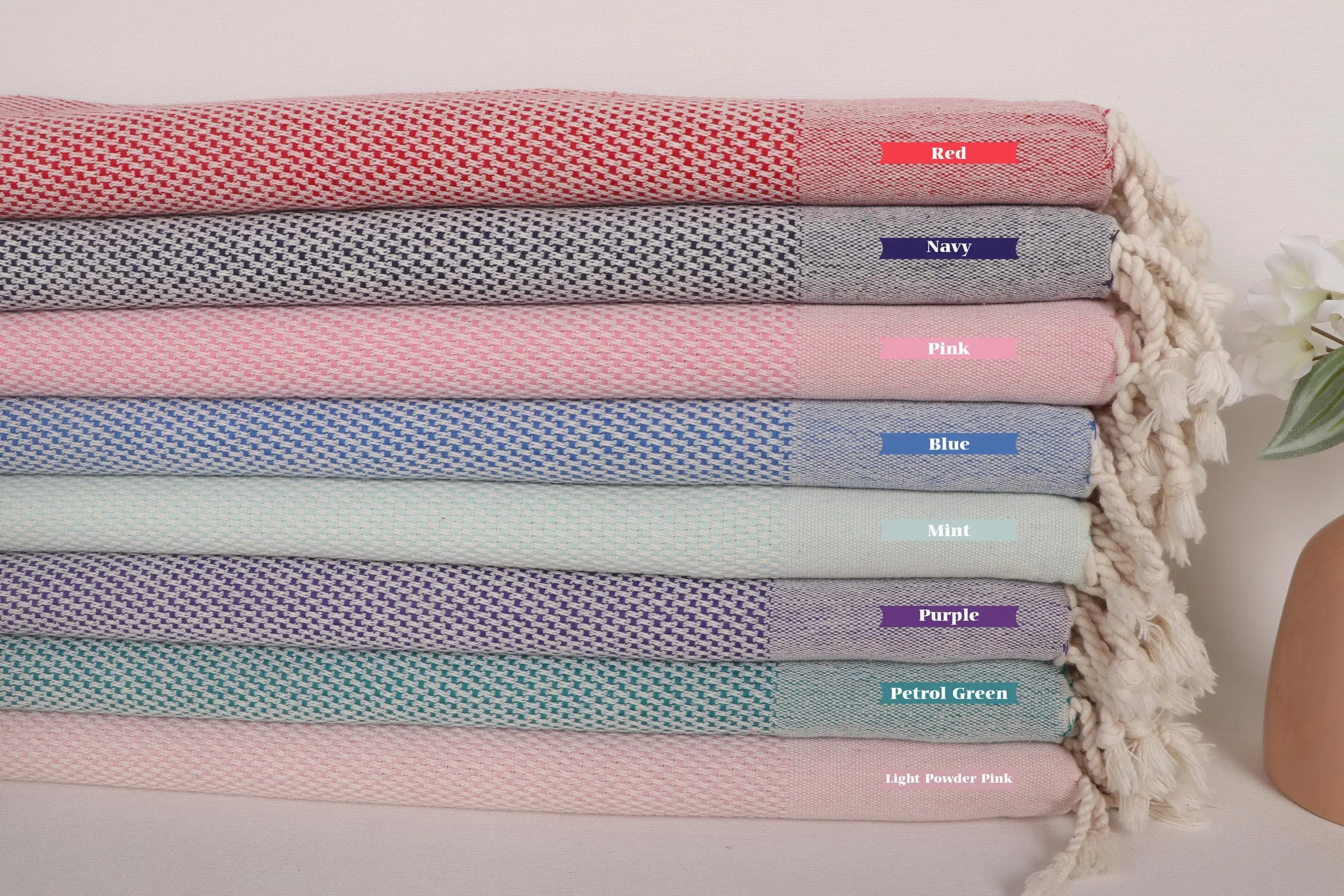 Monogrammed Hand Towel Turkish Cotton Polka Dot, 24x44 Inches - 1