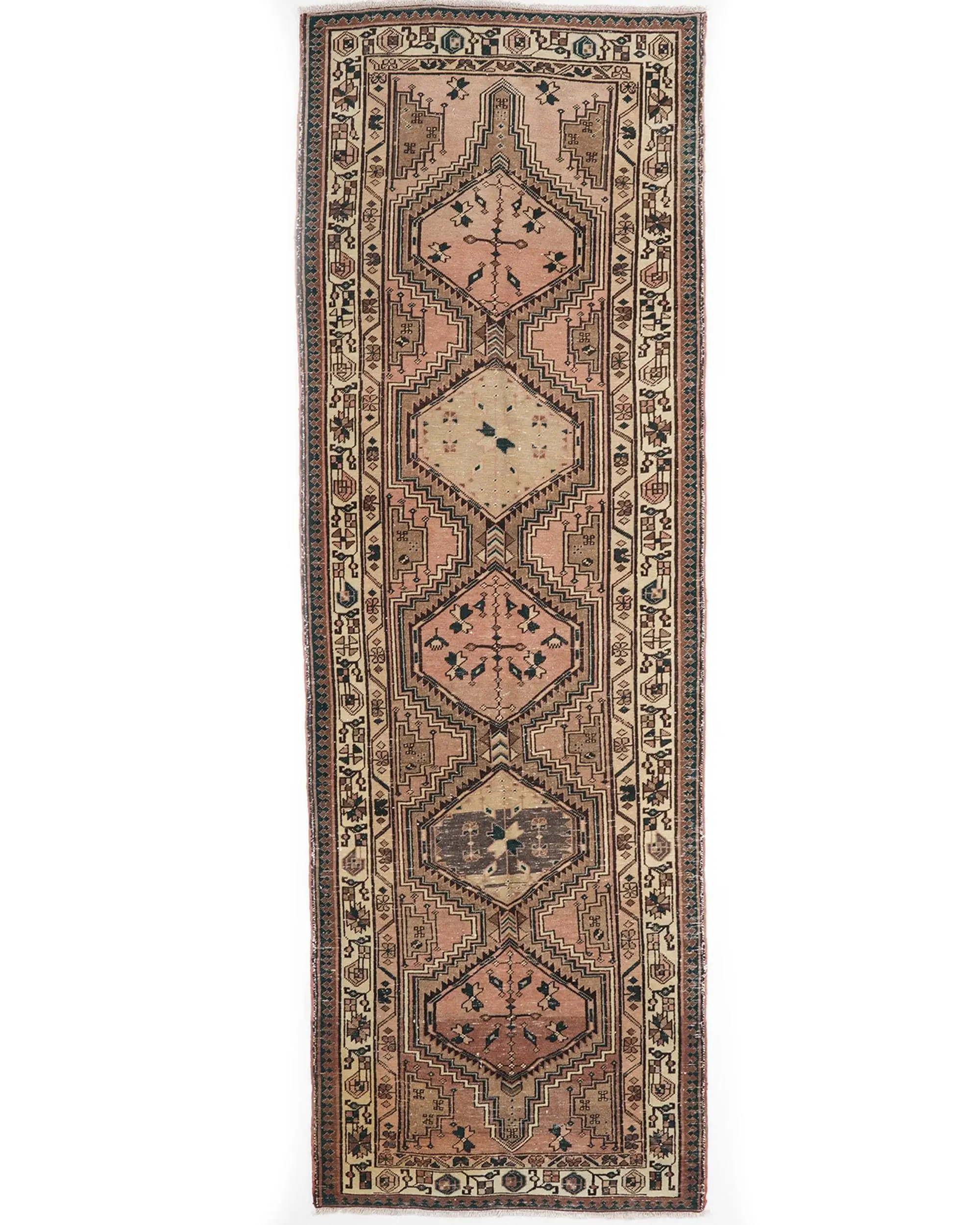 Turkish Vintage Rug, 3.7x10.8 ft Runner Rug, Brown Oriental Rug - 1