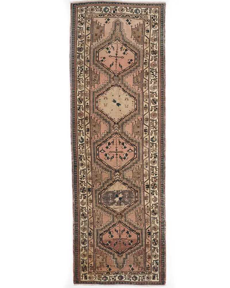 Bronz Oryantal Halı, 112x328 cm Zarif Bronz & Kahverengi