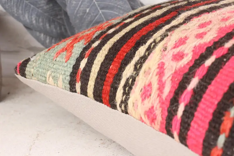 Gift Pillow, Kilim Pillow Cover, 12x20 Green Pillow Sham, Pillow Case, Ethnic Pillow Cover Pillow Sham, Ethnical Kilim Rug Pillow - 7