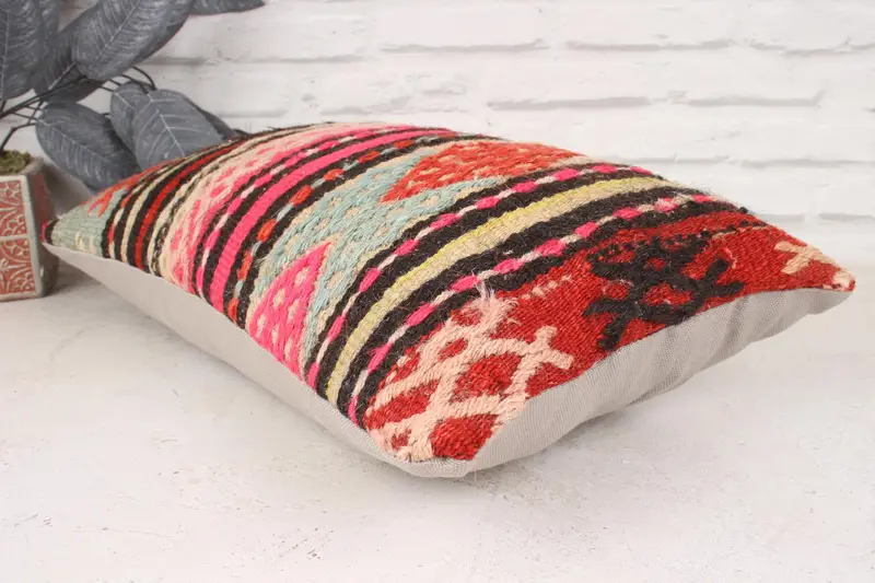 Gift Pillow, Kilim Pillow Cover, 12x20 Green Pillow Sham, Pillow Case, Ethnic Pillow Cover Pillow Sham, Ethnical Kilim Rug Pillow - 6
