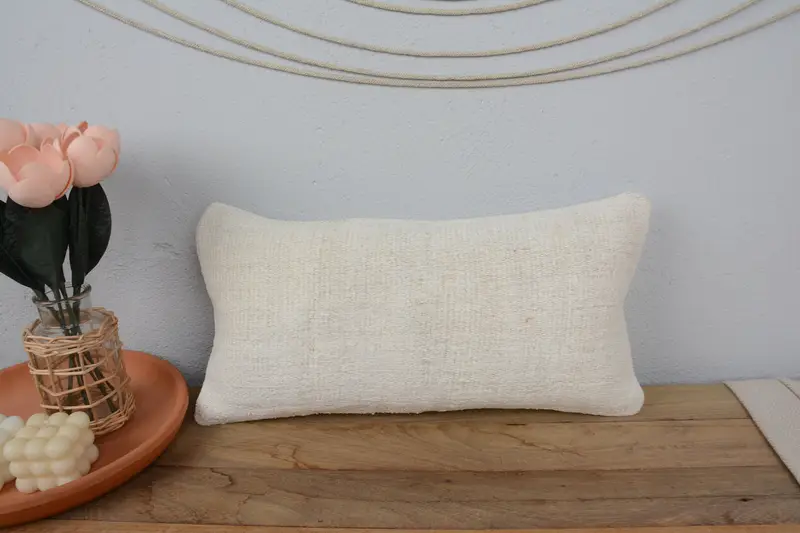 10x20 White Cushion Case, Boho Pillow Sham Cover, Decorative Pillow Sham, Pillow for Couch, Pillow for Sofa, Cushion Case - 2