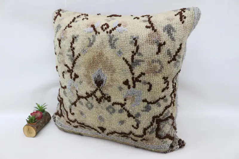 Turkish Pillow, Ottoman Cushion, Pillow for Couch, Vintage Kilim Throw Pillow, 32x32 Beige Pillow Sham, Yoga Pillow, Ikat Pillow Sham, Cushion - 5
