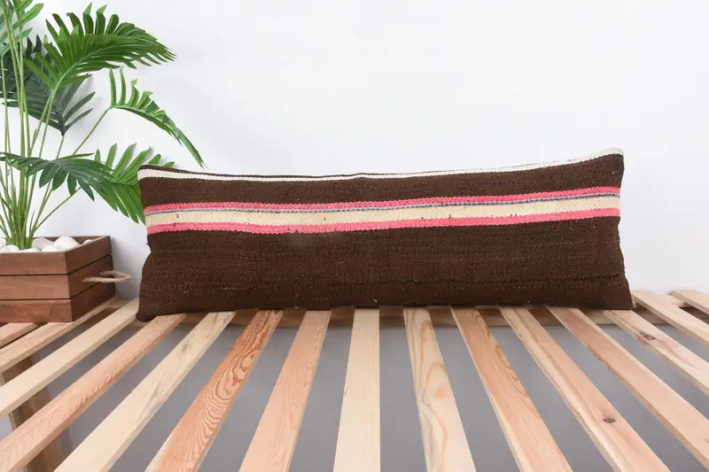 Anatolian Cushion Case, Boho Pillow Sham Cover, Vintage Kilim Pillow, Vintage Kilim Throw Pillow, Pillow, 12x36 Pink Cushion - 1
