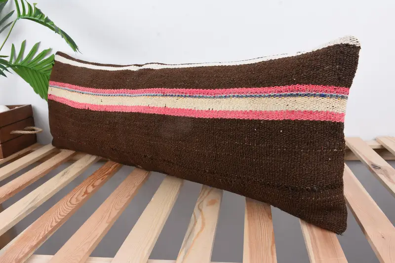 Anatolian Cushion Case, Boho Pillow Sham Cover, Vintage Kilim Pillow, Vintage Kilim Throw Pillow, Pillow, 12x36 Pink Cushion - 5