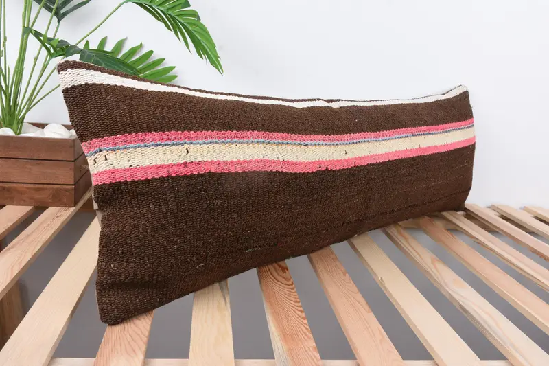 Anatolian Cushion Case, Boho Pillow Sham Cover, Vintage Kilim Pillow, Vintage Kilim Throw Pillow, Pillow, 12x36 Pink Cushion - 4