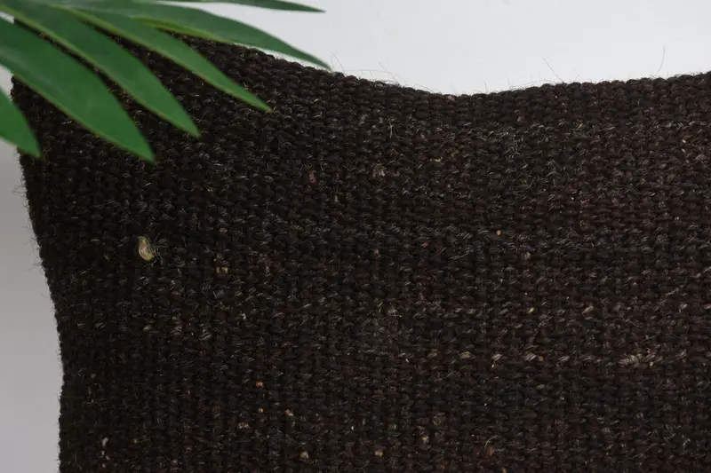 Vintage Pillow, 12x12 Brown Pillow Case, Meditation Pillow, Crochet Pattern Pillow Cover, Turkish Kilim Pillow, Vintage Kilim Pillow, Pillow Cover - 2