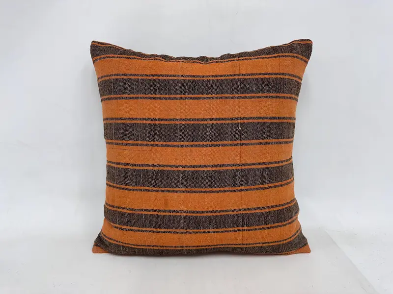 24x24 Orange Pillow Sham, Yoga Cushion Case, Cushion, Pillow for Sofa, Vintage Kilim Throw Pillow, Home Decor Pillow - 1