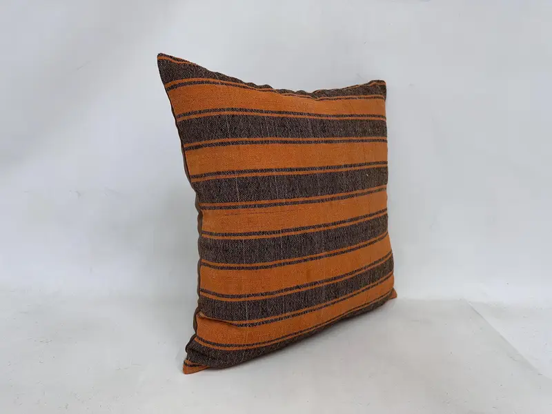 24x24 Orange Pillow Sham, Yoga Cushion Case, Cushion, Pillow for Sofa, Vintage Kilim Throw Pillow, Home Decor Pillow - 3