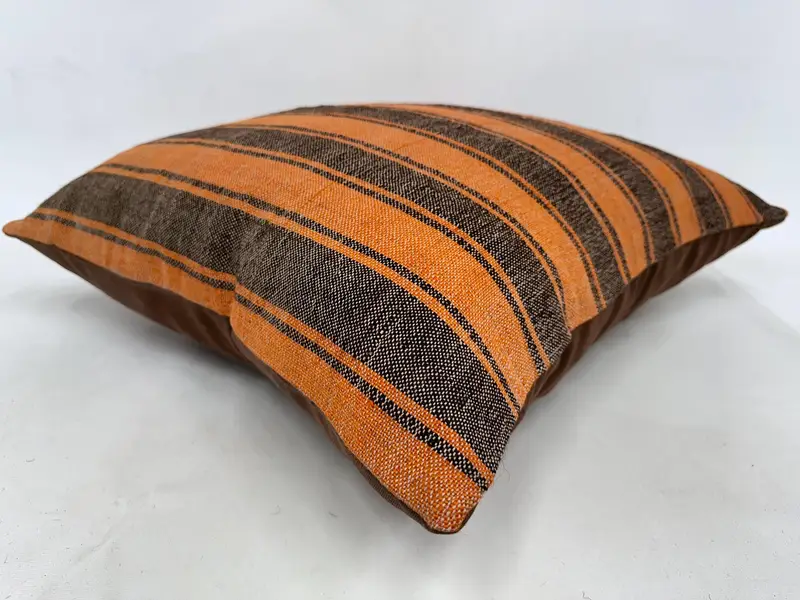 24x24 Orange Pillow Sham, Yoga Cushion Case, Cushion, Pillow for Sofa, Vintage Kilim Throw Pillow, Home Decor Pillow - 6