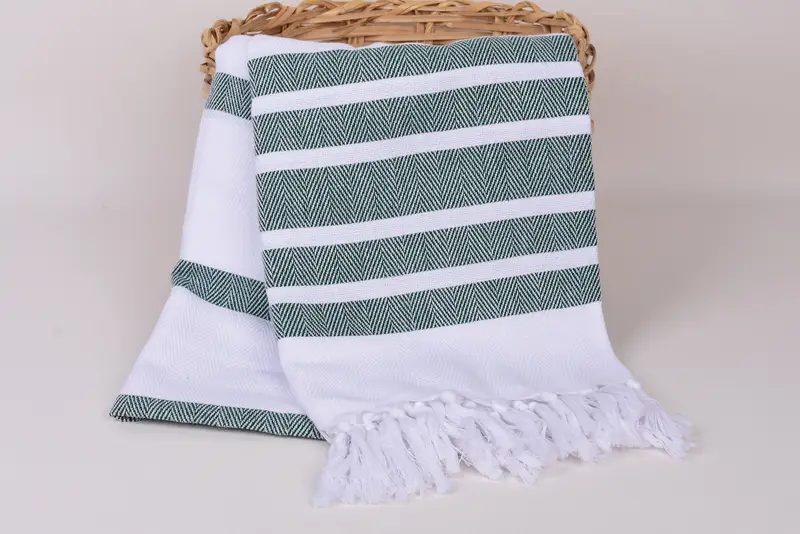 Cotton towel, Organic towel, 70x40 Cotton Herringbone Towel, Embroidery Towels, Sand-Resistant Peshtemal, Turkish Bath Towel USA, Peshtemal Towel - 5