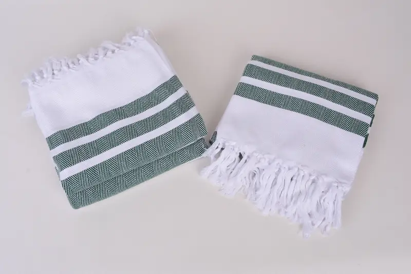 Cotton towel, Organic towel, 70x40 Cotton Herringbone Towel, Embroidery Towels, Sand-Resistant Peshtemal, Turkish Bath Towel USA, Peshtemal Towel - 7
