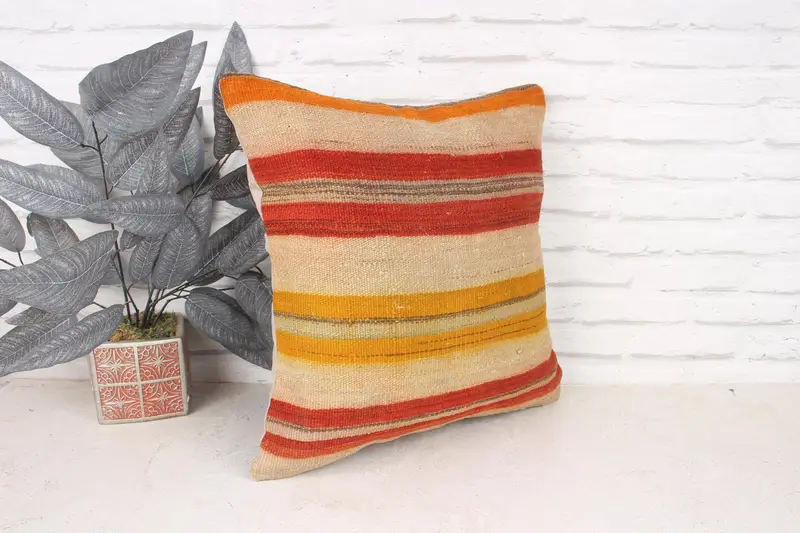 18x18 Beige Pillow Case, Pillow Cover, Turkish Kilim Pillow, Turkish Pillow, Pillow for Couch, Boho Chic Pillow Case, Authentic Cushion Cover - 3
