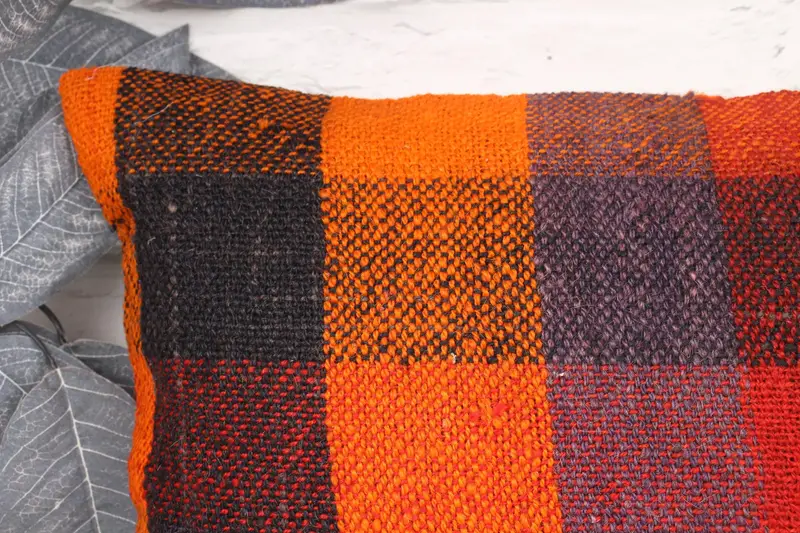 Antique Pillows, Home Decor Pillow, Car Cushion Cover, Pillow Case, Ethnical Kilim Rug Pillow, Neutral Cushion Case, 12x20 Orange Pillow Case - 2