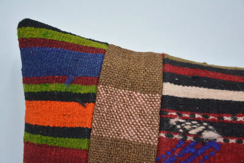 Ethnical Kilim Rug Pillow, Vintage Kilim Pillow, Cushion Cover, 16x24 Red Pillow Cover, Bench Cushion Cover, Antique Pillows - 2