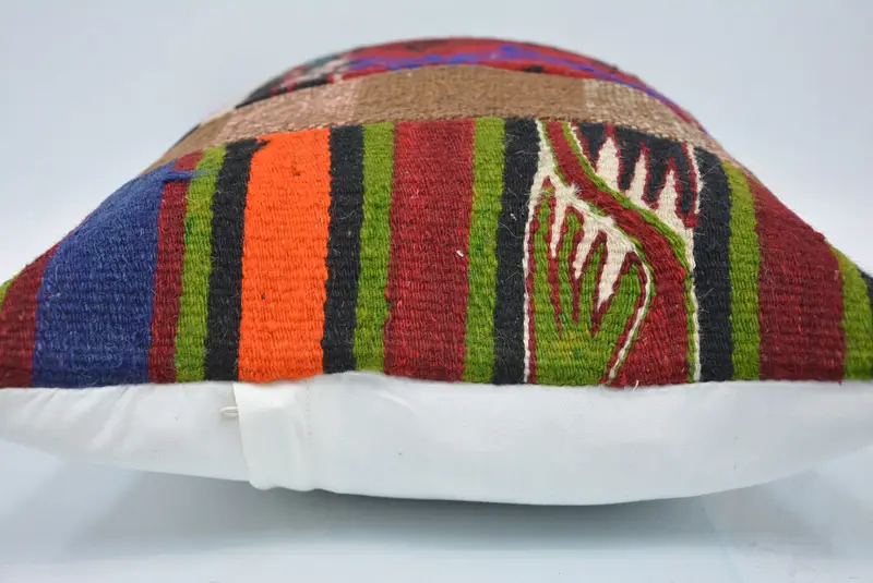 Ethnical Kilim Rug Pillow, Vintage Kilim Pillow, Cushion Cover, 16x24 Red Pillow Cover, Bench Cushion Cover, Antique Pillows - 5