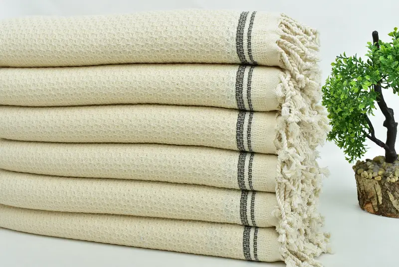 Bridesmaid Gift Towel, 68x36 Cotton Striped Towel, Welcome Wedding Gift, Spa Towel, Wedding Favors, Handwoven Turkish Towel, Monogrammed Beach Towel - 3
