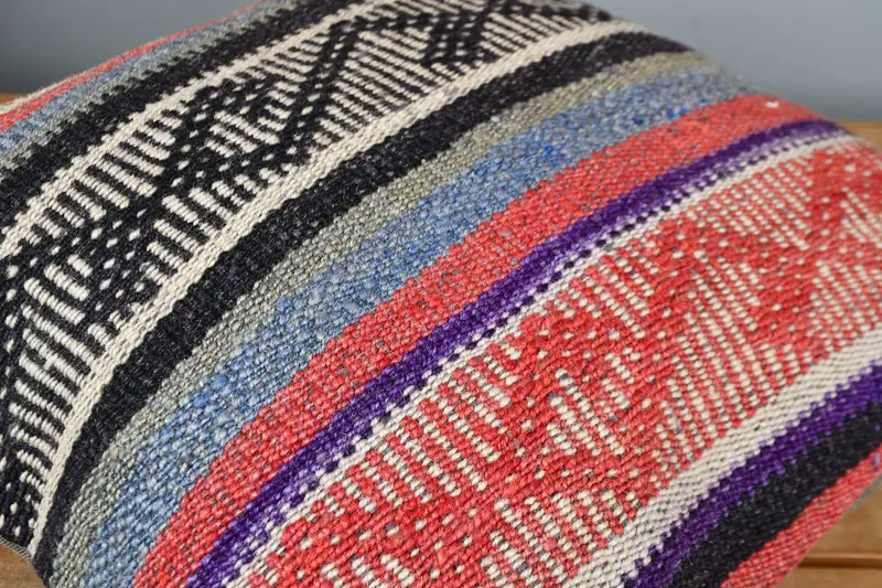 Kilim Pillow Cover, Decorative Bolster Pillow Cover, 16x16 Red Cushion Cover, Antique Pillows, Handmade Kilim Cushion, Couch Cushion Case, Pillow - 4
