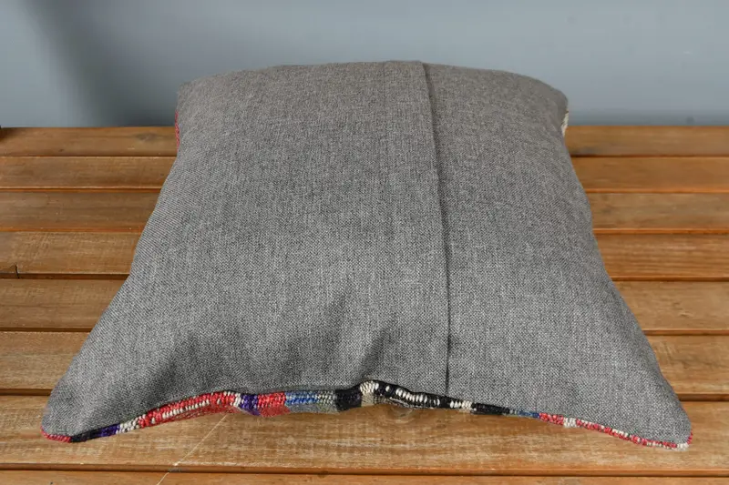 Kilim Pillow Cover, Decorative Bolster Pillow Cover, 16x16 Red Cushion Cover, Antique Pillows, Handmade Kilim Cushion, Couch Cushion Case, Pillow - 5
