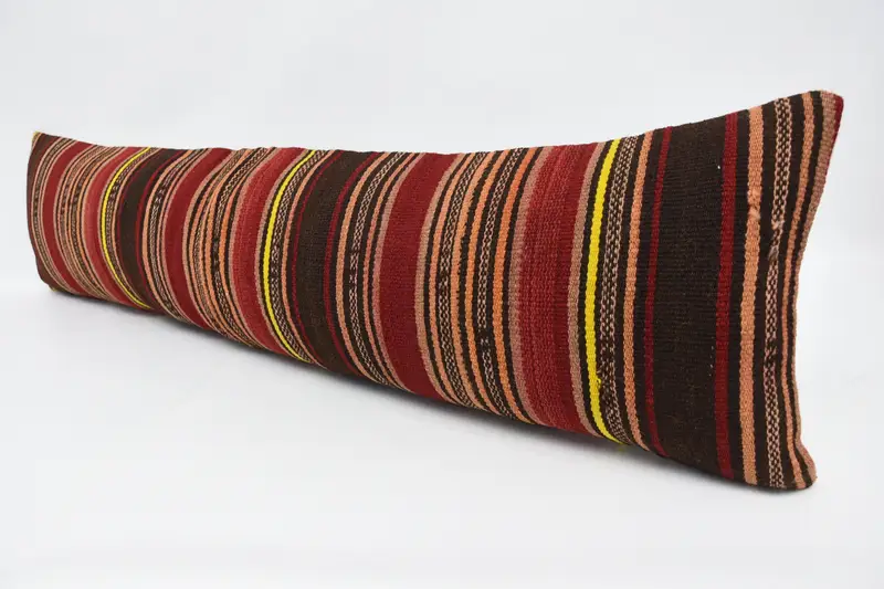 Pastel Pillow Cover, Pillow for Sofa, Kilim Cushion Sham, Pillow, 12x48 Red Pillow, Turkish Corner Cushion, Interior Designer Pillow - 4