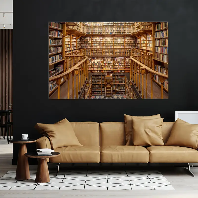 図書館のキャンバスアート、本の壁の装飾、本愛好家の贈り物、トレンディなキャンバスの装飾、オフィスアートの装飾、ワークスペースアート、モダンキャンバスアート、壁アート - 1