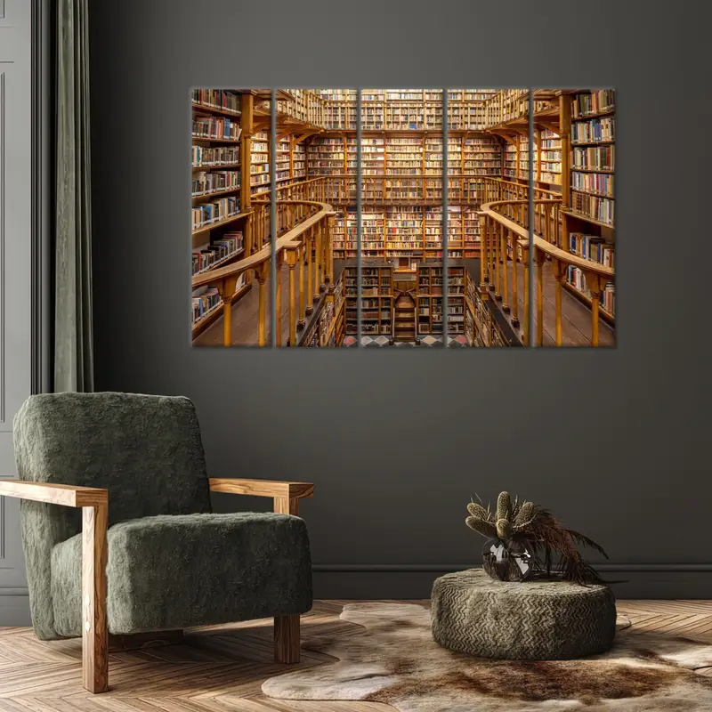 図書館のキャンバスアート、本の壁の装飾、本愛好家の贈り物、トレンディなキャンバスの装飾、オフィスアートの装飾、ワークスペースアート、モダンキャンバスアート、壁アート - 4