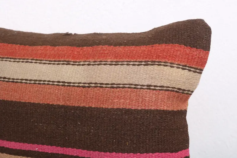 Pillow for Couch, Vintage Kilim Throw Pillow, Interior Designer Pillow, Cushion, 12x20 Brown Cushion Case, Yoga Pillow Case - 5