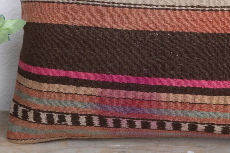 Pillow for Couch, Vintage Kilim Throw Pillow, Interior Designer Pillow, Cushion, 12x20 Brown Cushion Case, Yoga Pillow Case - 3