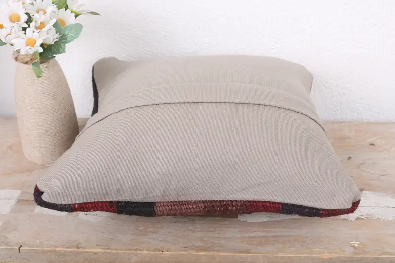 Vintage Kilim Throw Pillow, Wool Kilim Pillow Pillow Cover, 12x12 Red Cushion Cover, Gift Pillow, Meditation Pillow Cover, Pillow, Antique Pillows - 7