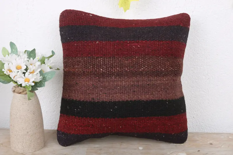 Vintage Kilim Throw Pillow, Wool Kilim Pillow Pillow Cover, 12x12 Red Cushion Cover, Gift Pillow, Meditation Pillow Cover, Pillow, Antique Pillows - 2