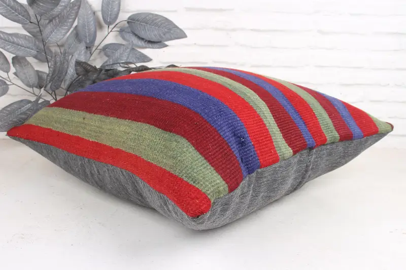 Cushion Cover, Turkish Kilim Pillow, Ethnical Kilim Rug Pillow, Boho Pillow Sham Cover, 24x24 Green Pillow Case, Oriental Cushion Cover - 6