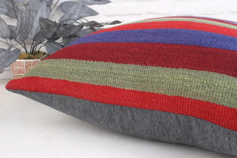 Cushion Cover, Turkish Kilim Pillow, Ethnical Kilim Rug Pillow, Boho Pillow Sham Cover, 24x24 Green Pillow Case, Oriental Cushion Cover - 7