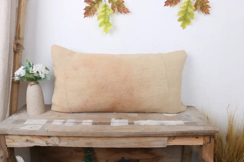 Home Decor Pillow, Turkish Pillow, Toss Pillow Cover, Boho Pillow Sham Cover, 12x24 Beige Pillow Sham, Armchair Pillow Cover, Cushion Cover - 1