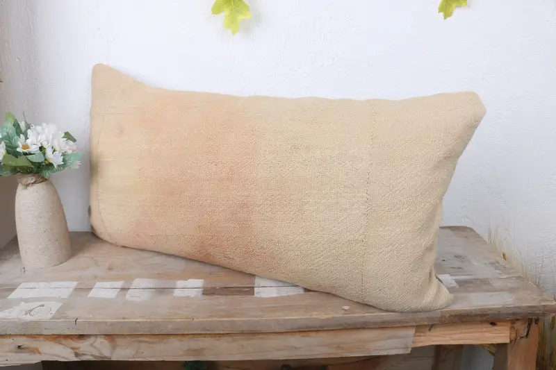 Home Decor Pillow, Turkish Pillow, Toss Pillow Cover, Boho Pillow Sham Cover, 12x24 Beige Pillow Sham, Armchair Pillow Cover, Cushion Cover - 4