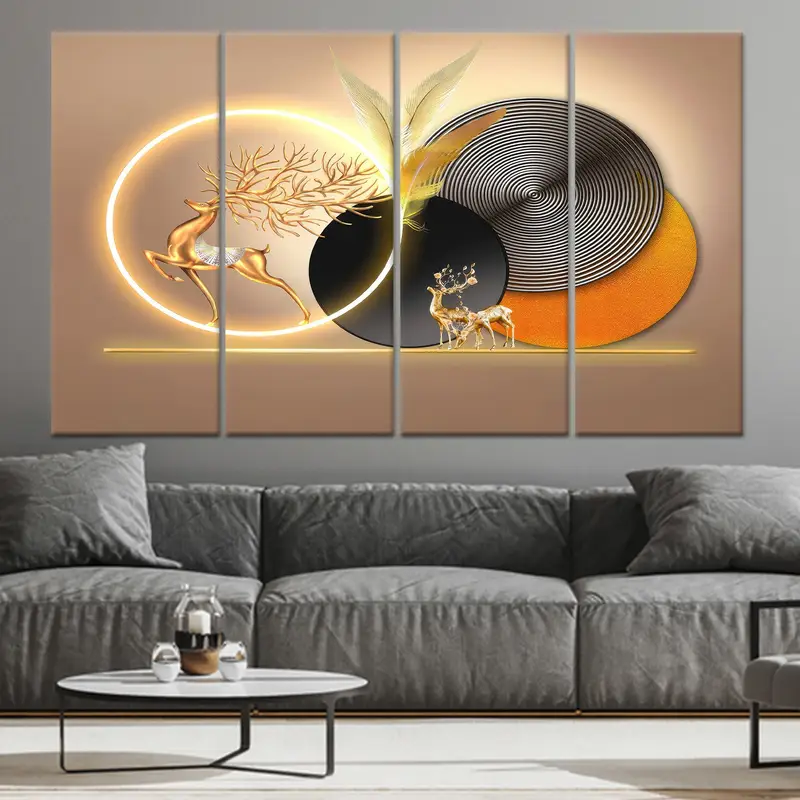 Lienzo de ciervo abstracto dorado: elegante impresión de regalo para amantes de los ciervos