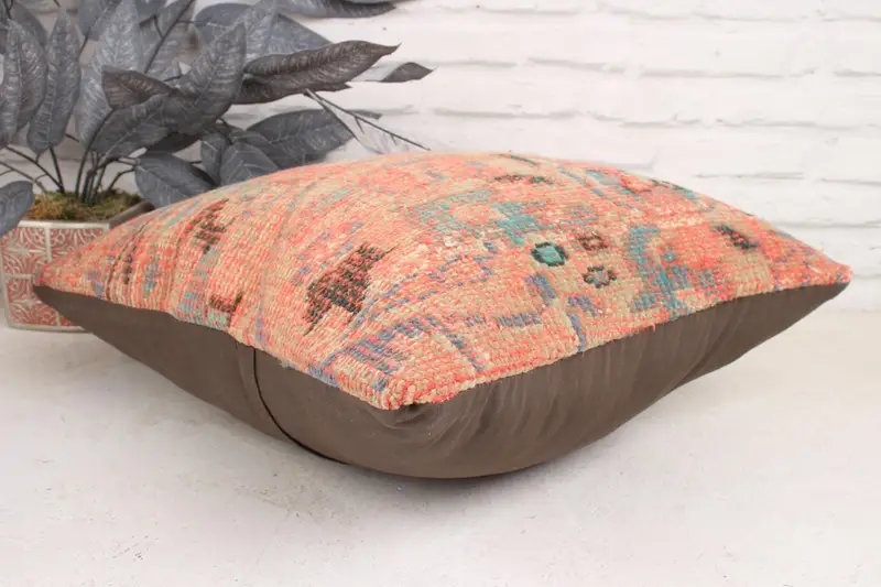 18x18 Orange Cushion Cover, Turkish Kilim Pillow, Pillow Cover, Gift Pillow, Tapestry Cushion Cover, One Of A Kind Pillow, Throw Kilim Pillow - 6