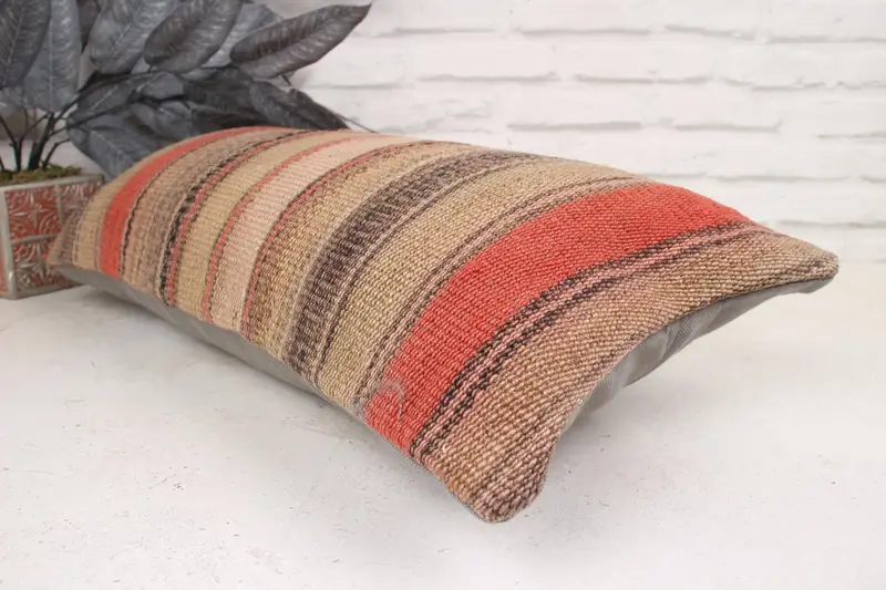 Morroccon Kilim Cushion Pillow Case, 12x24 Brown Cushion, Vintage Pillow, Boho Pillow, Home Decor Pillow, Cushion Cover, Art Deco Pillow Cover - 6