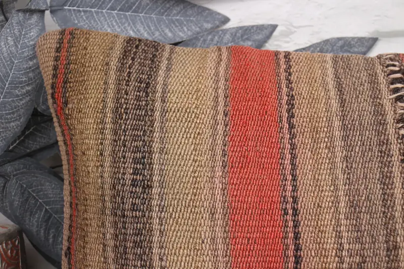 Morroccon Kilim Cushion Pillow Case, 12x24 Brown Cushion, Vintage Pillow, Boho Pillow, Home Decor Pillow, Cushion Cover, Art Deco Pillow Cover - 2