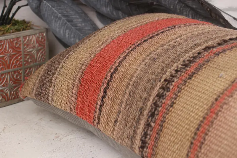 Morroccon Kilim Cushion Pillow Case, 12x24 Brown Cushion, Vintage Pillow, Boho Pillow, Home Decor Pillow, Cushion Cover, Art Deco Pillow Cover - 7