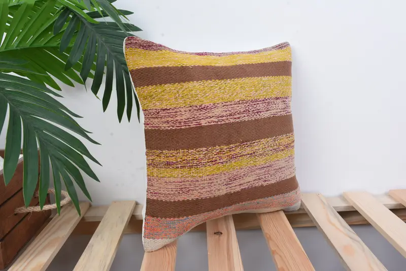 Turkish Pillow, 12x12 Yellow Cushion Cover, Cushion Case, Seat Cushion Case, Antique Pillows, Bohemian Cushion Pillow Case, Vintage Pillow - 4