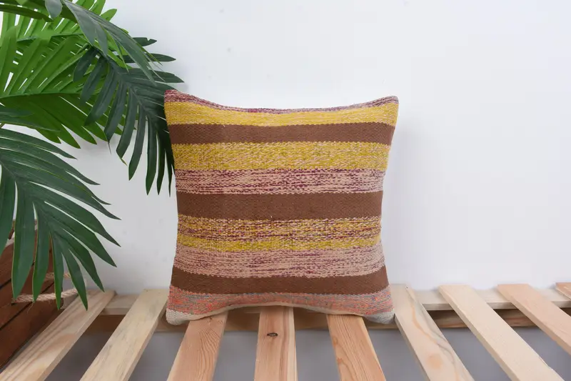 Turkish Pillow, 12x12 Yellow Cushion Cover, Cushion Case, Seat Cushion Case, Antique Pillows, Bohemian Cushion Pillow Case, Vintage Pillow - 1