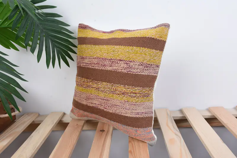 Turkish Pillow, 12x12 Yellow Cushion Cover, Cushion Case, Seat Cushion Case, Antique Pillows, Bohemian Cushion Pillow Case, Vintage Pillow - 5