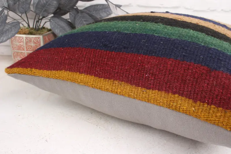 Handmade Kilim Cushion, Tribal Pillow Sham, Vintage Kilim Pillow, Pillow Case, 18x18 Green Pillow Cover, Vintage Cushion, Turkish Kilim Pillow - 7