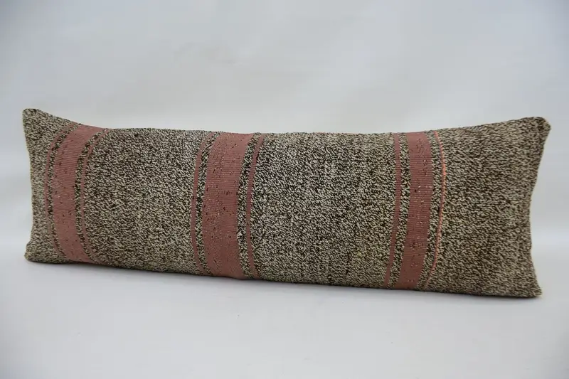 Pillow for Couch, Retro Throw Pillow Sham, Kilim Pillow Cover, Cushion, 12x36 Brown Pillow Sham, Interior Designer Pillow, Natural Pillow Sham - 5