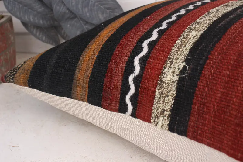 Art Deco Pillow Sham, Tribal Cushion Case, Home Decor Pillow, Pillow Case, Kilim Pillow, 16x24 Red Cushion Case, Vintage Kilim Pillow - 6