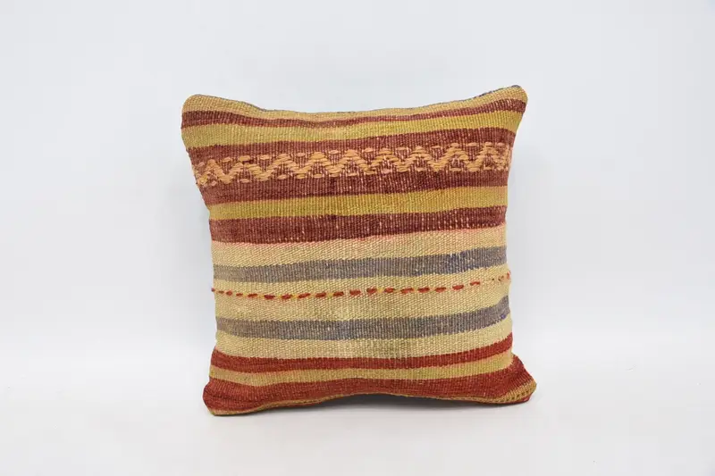 12x12 Red Cushion Case, Vintage Kilim Pillow, Boho Pillow, Authentic Cushion Cover, Bed Cushion Case, Cushion, Ethnical Kilim Rug Pillow - 1
