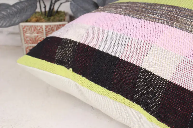 Kilim Pillow, Tapestry Cushion Cover, Gift Pillow, One Of A Kind Pillow Sham, 18x18 Pink Pillow Sham, Car Cushion, Handmade Kilim Cushion, Cushion - 7